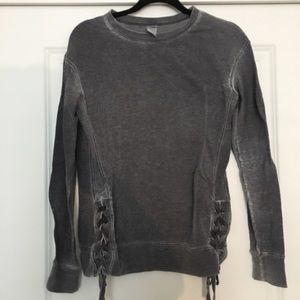 Lace up sides grey sweatshirt